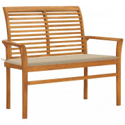 Záhradná lavica s poduškou 112 cm masívny teak Dekorhome