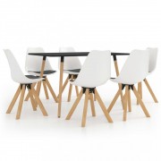 Jedálenský set 6 + 1 buk / umelá koža / plast Dekorhome