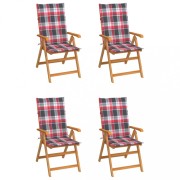 Záhradná stolička 4 ks teak / látka Dekorhome