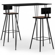 Barový set 3 ks kov / MDF Dekorhome