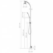 Záhradná sprcha 215 cm strieborná Dekorhome