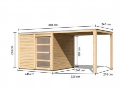 Drevený záhradný domček s prístavkom 484x246cm Dekorhome