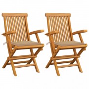 Záhradná stolička 2 ks teak / látka Dekorhome