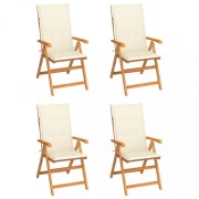 Záhradná stolička 4 ks teak / látka Dekorhome