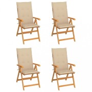 Záhradná stolička 4 ks teak / látka Dekorhome