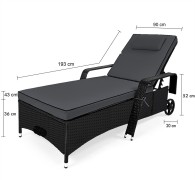 Ratanové ležadlo D2694 čierna / antracit Dekorhome