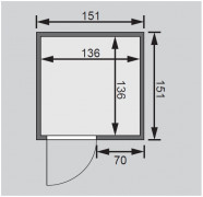 Interiérová fínska sauna 151 x 151 cm Dekorhome