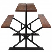 Barový stôl s lavicami čierna / hnedá Dekorhome