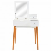 Toaletný stolík so zrkadlom biela / hnedá Dekorhome