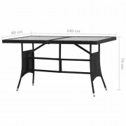 Záhradný stôl 140 x 80 cm čierny polyratan