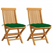 Skladacia záhradná stolička s poduškami 2 ks teak Dekorhome
