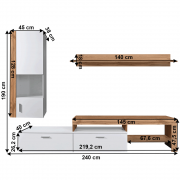 Obývacia stena ALUBA dub wotan / biela