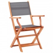 Skladacia záhradná stolička 2ks eukalyptus / textilen Dekorhome
