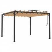 Pergola s lamelovou strechou 3 x 3 m hliník / látka Dekorhome