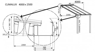 Hliníková pergola 400 cm antracit / polykarbonát Dekorhome