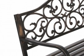 Záhradná lavička s patinou oceľ / liatinový ornament