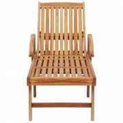 Záhradné lehátko so stolíkom teak / látka Dekorhome
