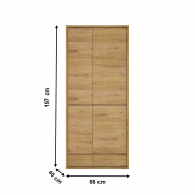 Šatníková skriňa SHELDON 20 dub shetland / sivá
