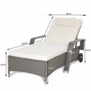 Ratanové lehátko D94202 sivá / krémová Dekorhome