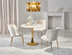 Jedálenský stôl CASEMIRO biely mramor / zlatá