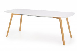 Jedálenský stôl rozkladací KAJETAN 135/185 biela / dub medový