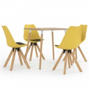 Jedálenský set 4 + 1 buk / umelá koža / plast Dekorhome