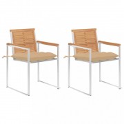 Záhradná stolička 2 ks teak / látka Dekorhome