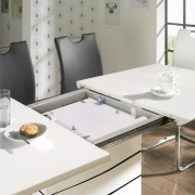 Jedálenský stôl rozkladací 140/180 MEDAN biela lesk