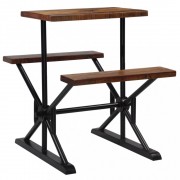 Barový stôl s lavicami čierna / hnedá Dekorhome