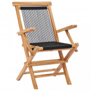 Skladacia záhradná stolička 2 ks teakové drevo / povrázky Dekorhome