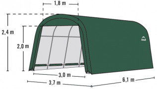 Plachtová garáž 3,7 x 6,1 m zelená Dekorhome