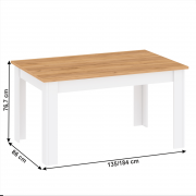Rozkladací jedálenský stôl S LANZETTE biela alba / dub craft zlatý