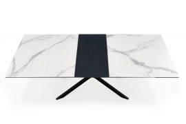 Rozkladací jedálenský stôl DIESEL biely mramor / čierna