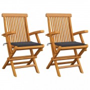 Záhradná stolička 2 ks teak / látka Dekorhome