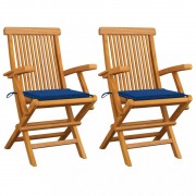 Záhradná stolička 2 ks teak / látka Dekorhome