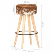 Barové stoličky 2 ks drevo / pravá koža Dekorhome