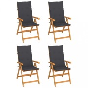 Záhradná stolička 4 ks teak / látka Dekorhome