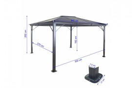 Pergola s bočnou stenou a moskytiérou 3x3,6m WH8403 Dekorhome