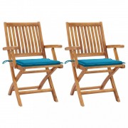 Záhradná stolička 2 ks teak / látka Dekorhome