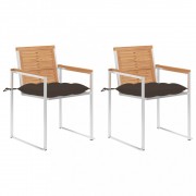 Záhradná stolička 2 ks teak / látka Dekorhome