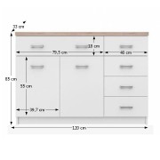 Komoda TOPTY 2D5S biela / dub sonoma