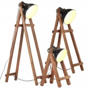 Stojacia lampa 3 ks kov / drevo Dekorhome