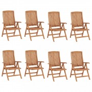 Skladacia záhradná stolička s poduškami 8 ks teak / látka Dekorhome