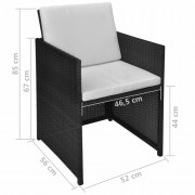 Záhradný bistro set 3 ks hnedá / čierna Dekorhome