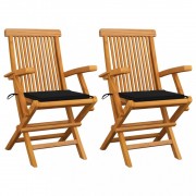 Záhradná stolička 2 ks teak / látka Dekorhome