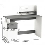 PC stôl PLATON biela / sivá