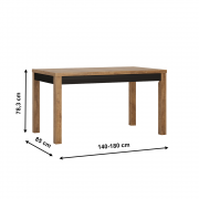 Rozkladací jedálenský stôl LUCITA HAVT02 dub lefkas tmavý / čierna
