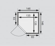 Interiérová fínska sauna 146 x 146 cm Dekorhome