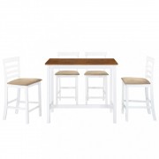 Barový stôl a stolička sada 5 kusov hnedo-bielej Dekorhome