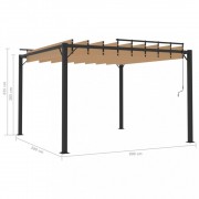 Pergola s lamelovou strechou 3 x 3 m hliník / látka Dekorhome